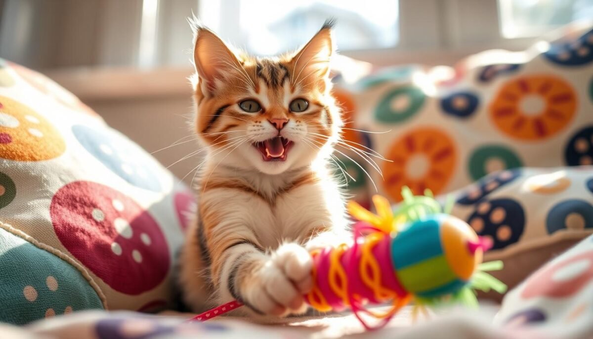 Cat playing with catnip toy